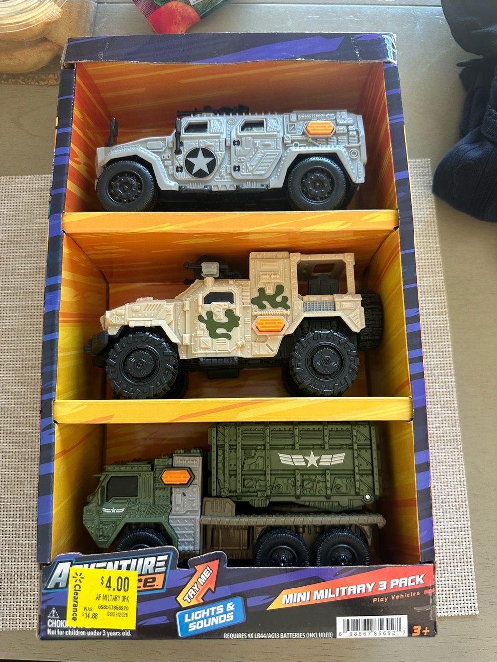 Mini Military Vehicle 3-Pack - Cream, Silver & Green